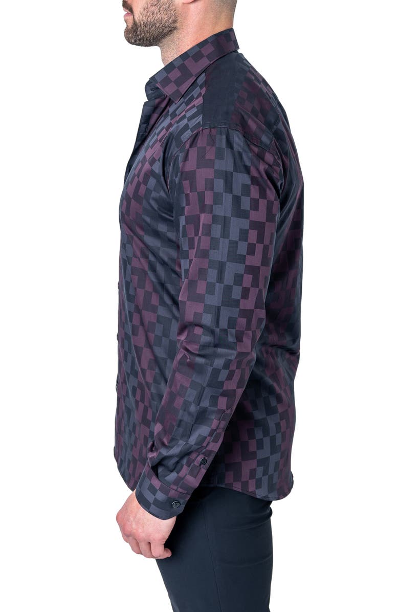 Maceoo Fibonacci Labyrinth Contemporary Fit Button-Up Shirt, Alternate, color, Purple