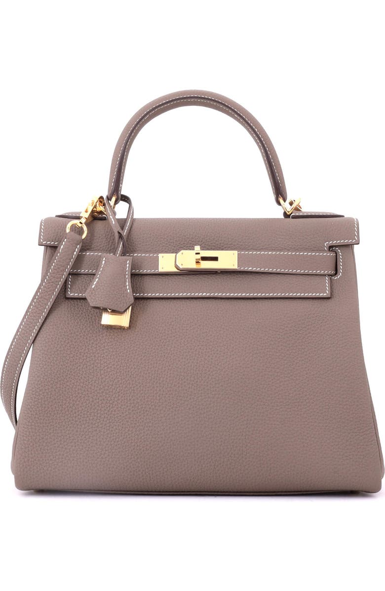 Pre-Owned Hermes Kelly Handbag Grey Togo with Gold Hardware 28, Main, color, Etoupe