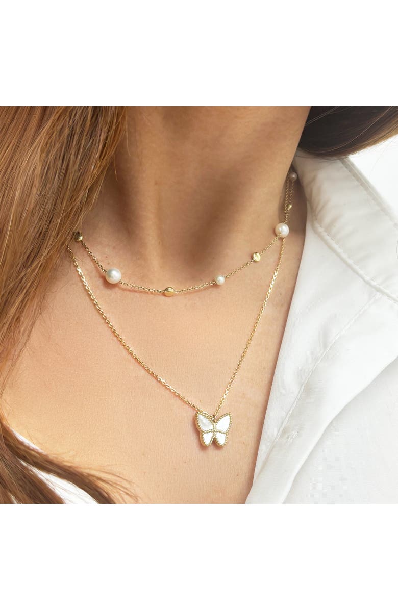 The Lovery Fine Jewelry Mother of Pearl Butterfly Necklace, Alternate, color, Mother Of Pearl