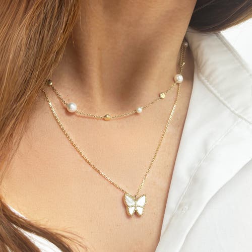 The Lovery Fine Jewelry Mother Of Pearl Butterfly Necklace In Gold