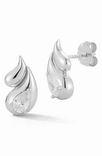 Cubic Zirconia Teardrop Stud Earrings