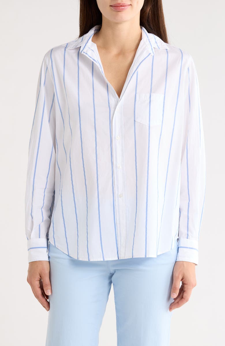Frank & Eileen Relaxed Fit Cotton Button-Up Shirt, Main, color, Wide White Blue Stripe