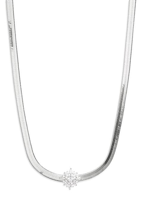 Cubic Zirconia Burst Snake Chain Necklace