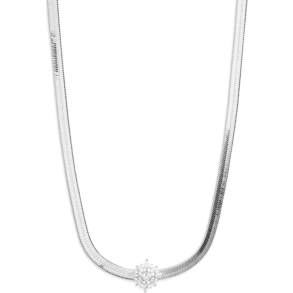 Nordstrom Cubic Zirconia Burst Snake Chain Necklace In Metallic