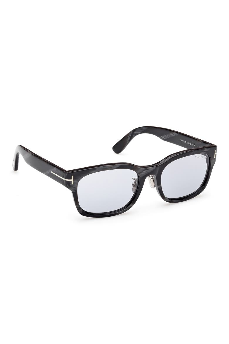 55mm Rectangle Tinted Sunglasses, Alternate, color, BLACK HORN / SMOKE