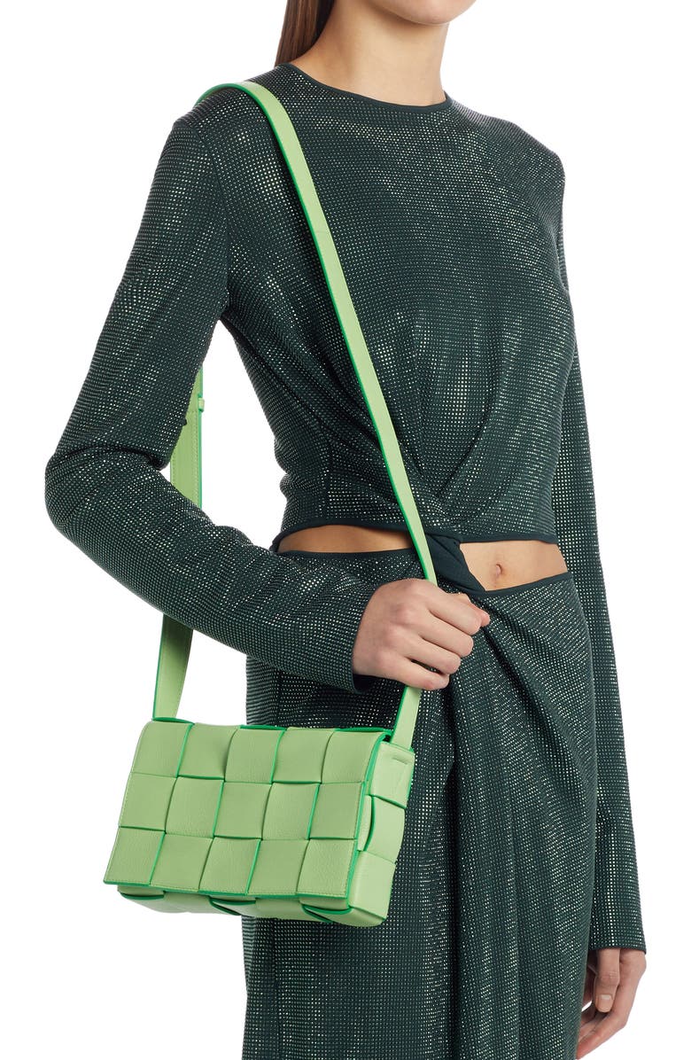 Bottega Veneta Cassette Intrecciato Leather Crossbody Bag, Alternate, color, Pistachio-Parakeet-S