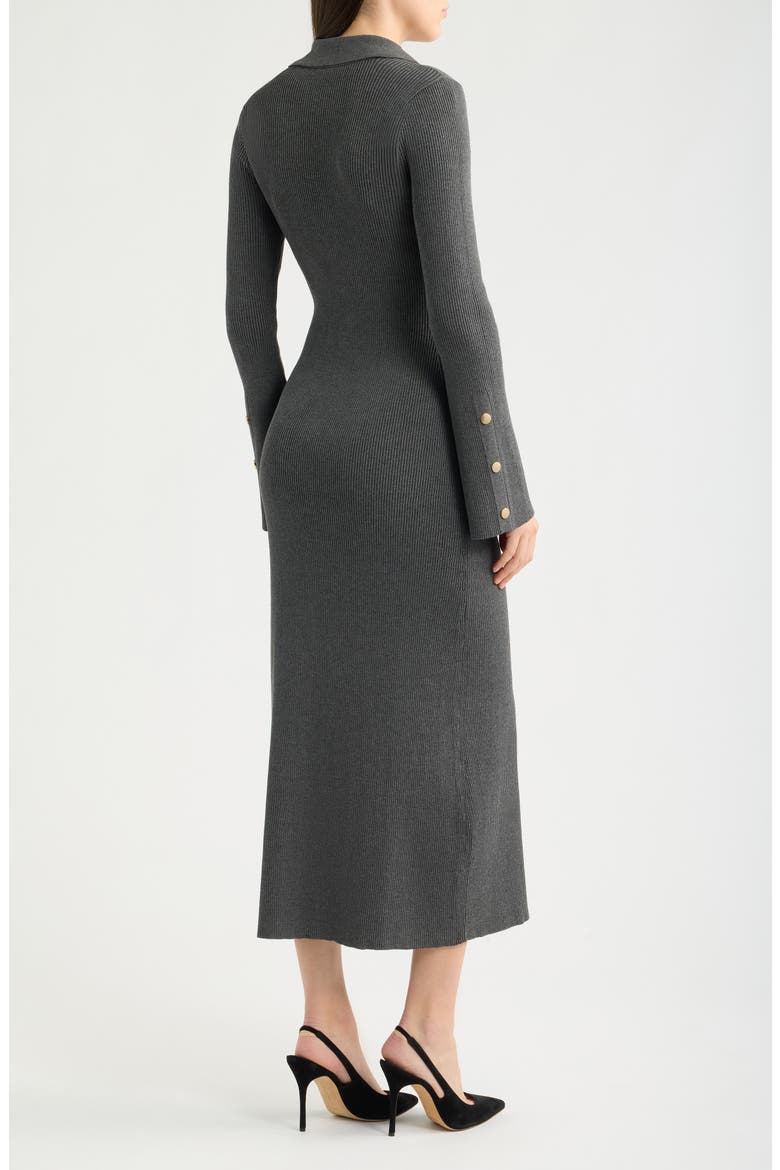 Collar Long Sleeve Rib Maxi Sweater Dress, Alternate, color, CHARCOAL