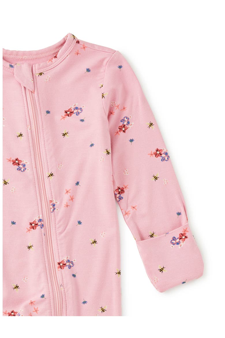 Footed Baby Romper, Alternate, color, Busy Bees & Flowers