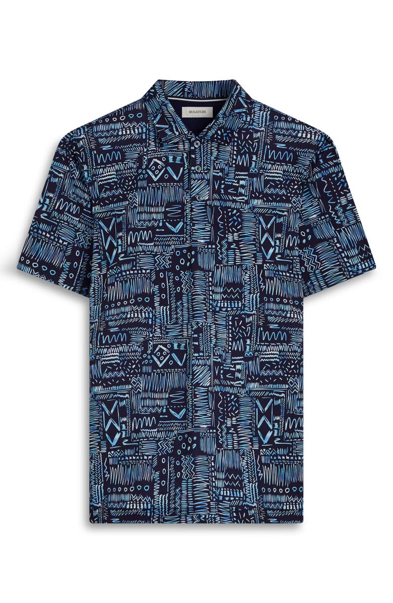 Bugatchi Hendrix Digital Print Pima Cotton Polo, Alternate, color, Navy