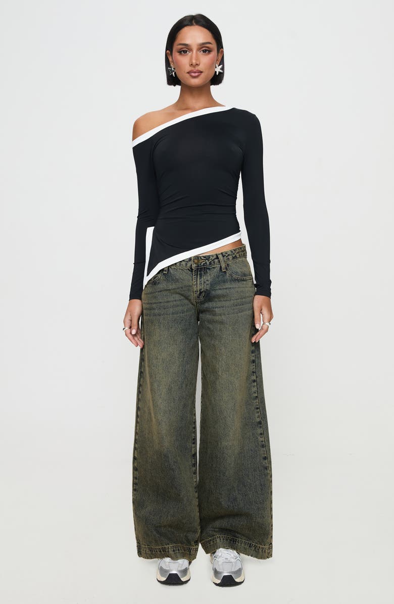 Princess Polly Fake Smile One-Shoulder Top, Alternate, color,