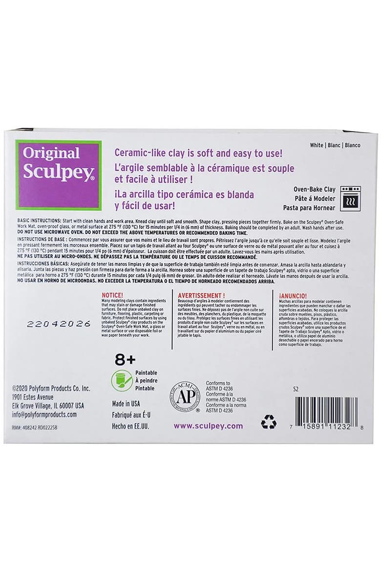 Original Sculpey Clay White 1.75 lb Polymer, Alternate, color, Multicolored