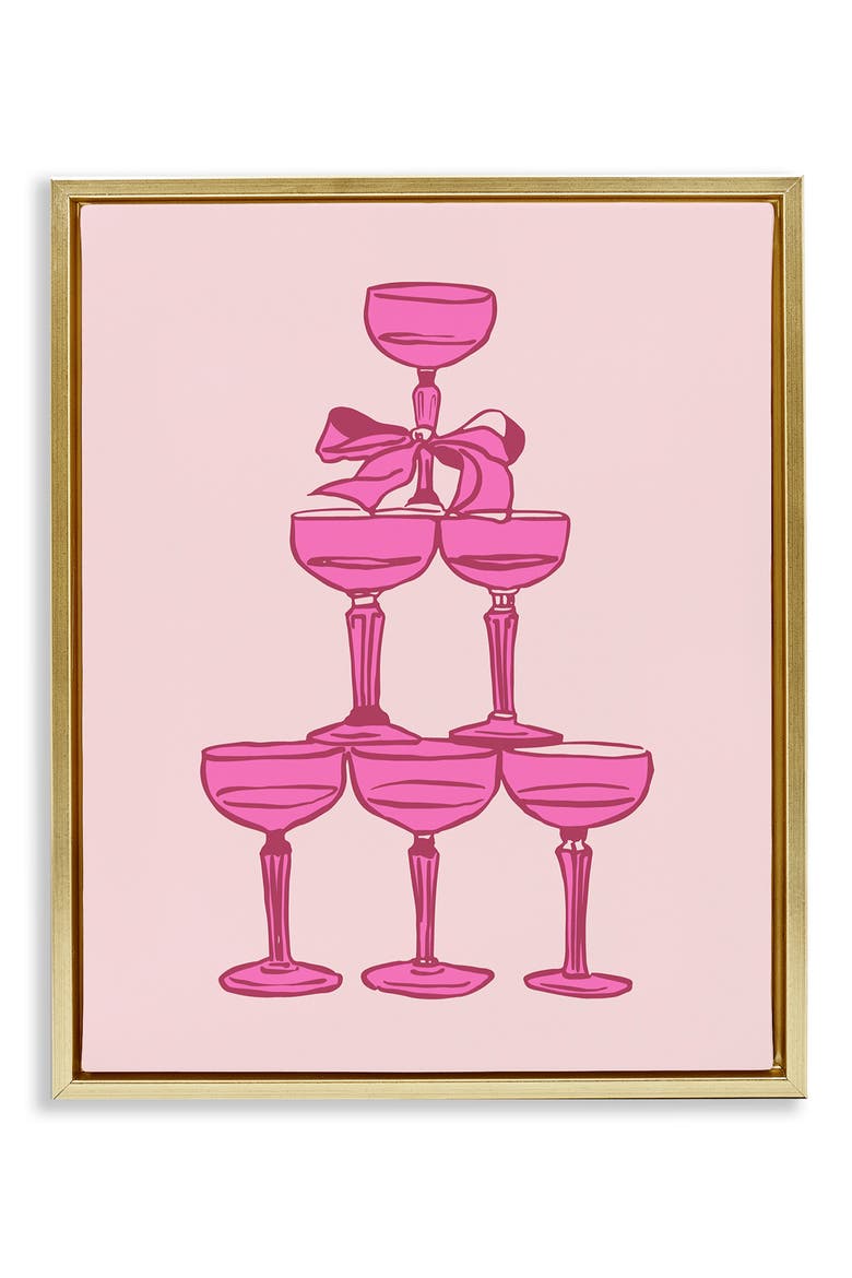 Stacked Champagne Tower Framed Art Print, Main, color, PINK