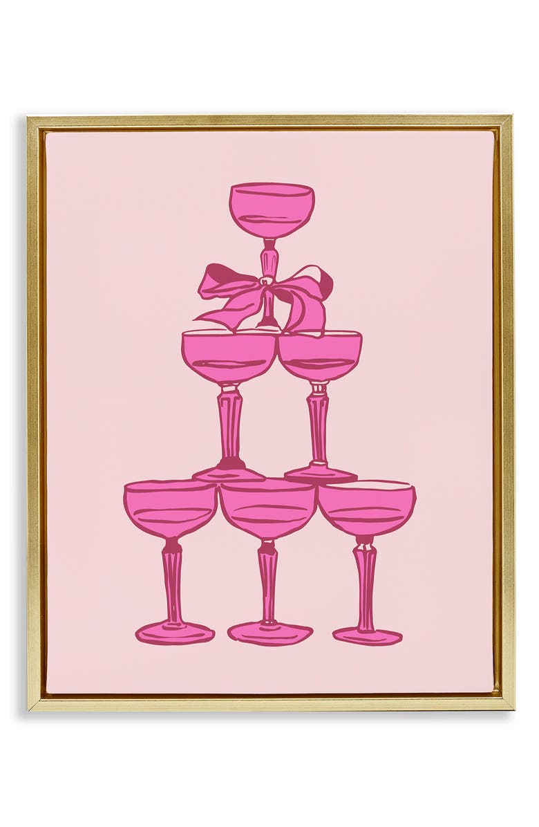Stupell Industries Stacked Champagne Tower Framed Art Print, Main, color, Pink