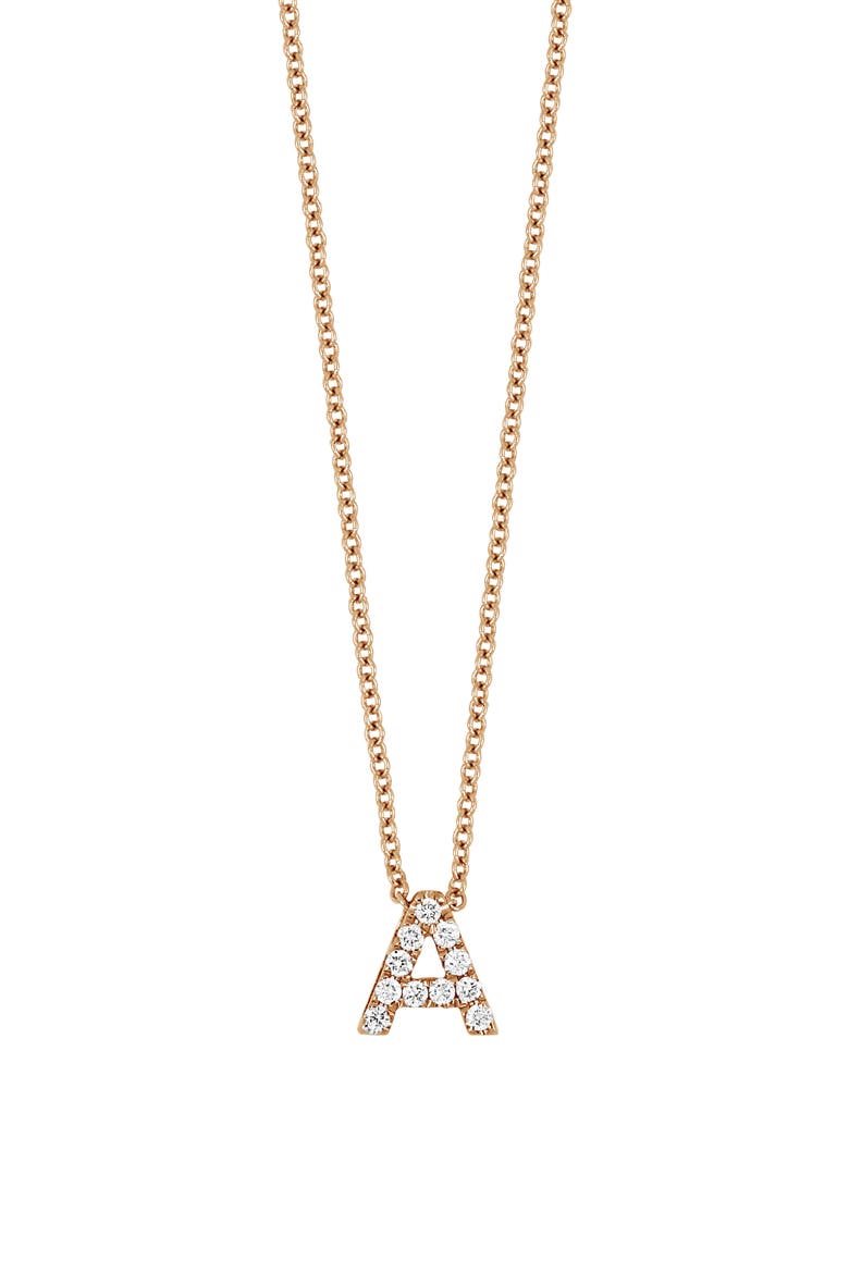 Diamond Pavé Initial Pendant Necklace, Main, color, 18K ROSE GOLD - A