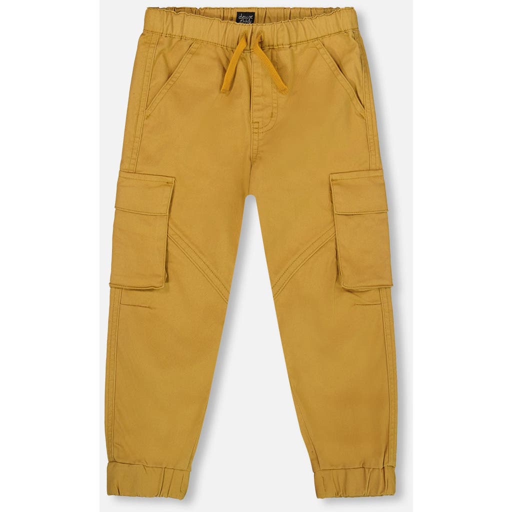 Deux Par Deux Twill Jogger Cargo Pants In Brown