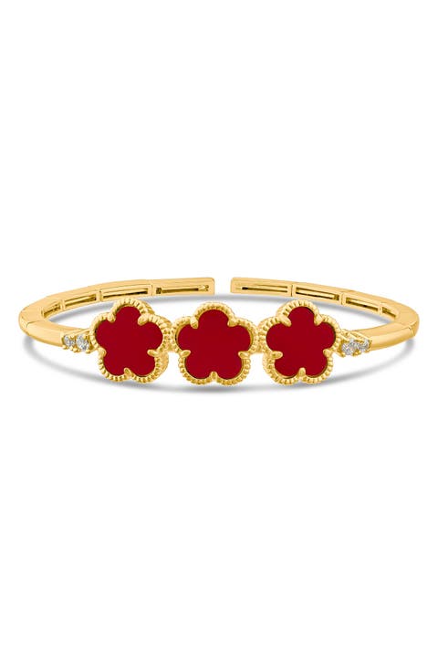 Triple Clover Flexible Cuff Bracelet