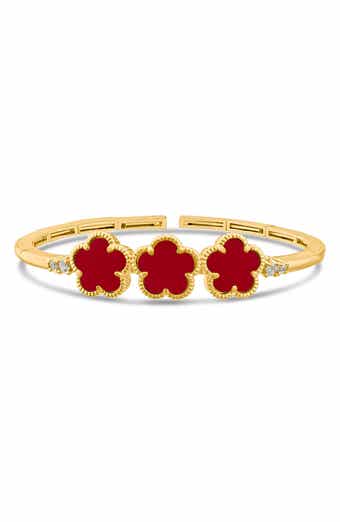 CZ by Kenneth Jay Lane Triple Clover Flexible Cuff Bracelet