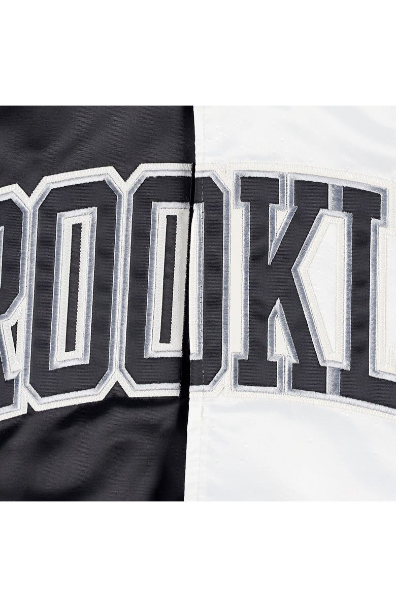 STARTER Men's Starter Black/White Brooklyn Nets Fast Break Satin Full-Snap Jacket, Alternate, color, Black