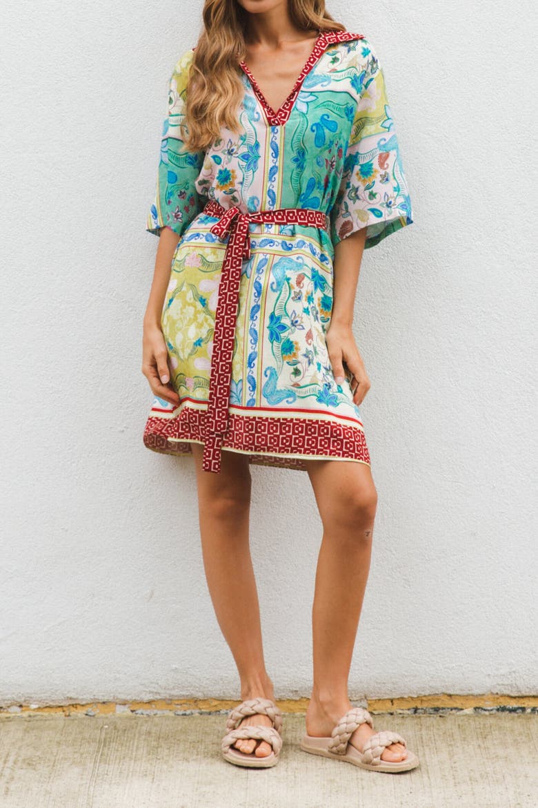 Garden Mosaic Short Dress, Alternate, color, Blue