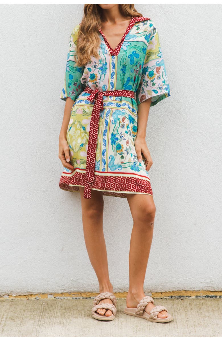 Label of Love Garden Mosaic Short Dress, Alternate, color, Blue