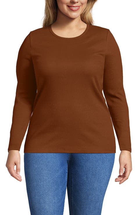 Plus Size Long Sleeve Micro Rib T-Shirt