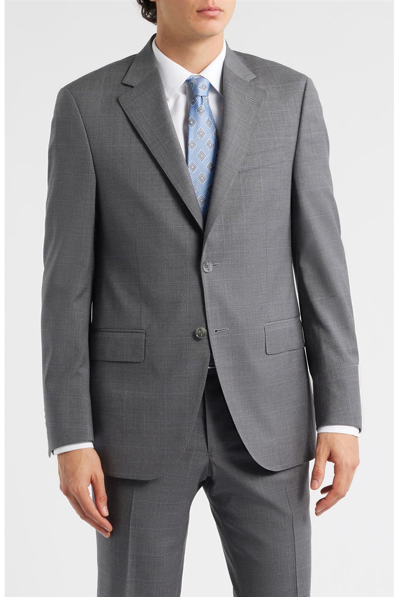 Flynn Classic Fit Grey Windowpane Check Wool Suit, Alternate, color, GREY