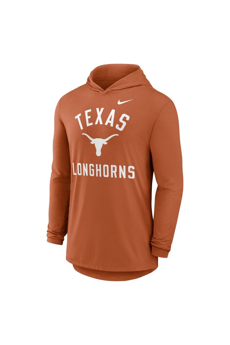 Men's Nike Burnt Orange Texas Longhorns Classic Arch Tri-Blend Long Sleeve Hoodie T-Shirt, Alternate, color, Burnt Orange