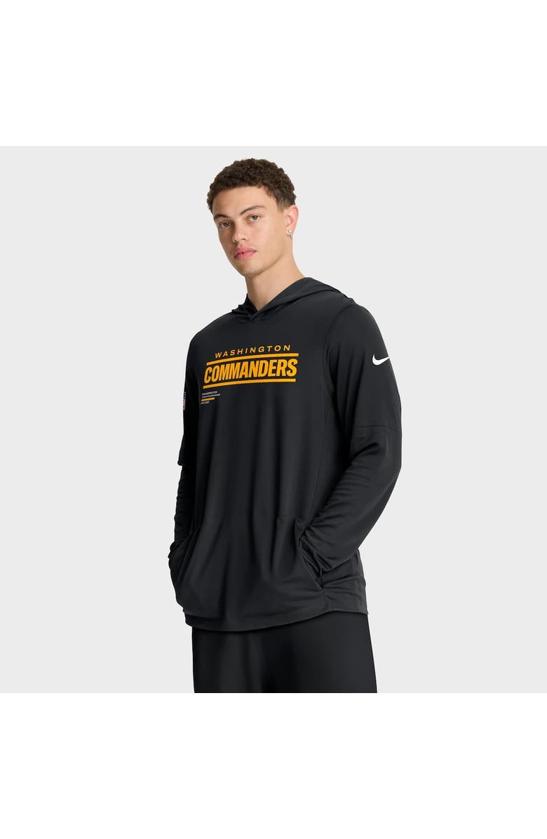Nike Men's Nike Black Washington Commanders Sideline Pure Fury Performance Long Sleeve Hoodie T-Shirt, Alternate, color, Black