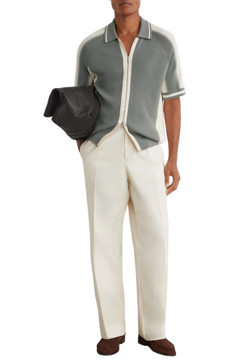Kenley Zip Front Shirt, Alternate, color, SAGE GREEN/ ECRU