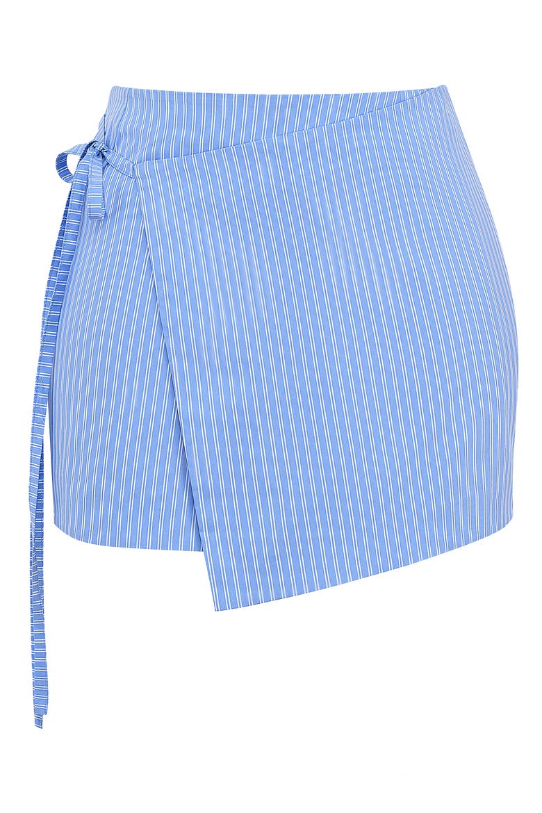 Tie Waist Wrap Miniskirt, Alternate, color, BLUE