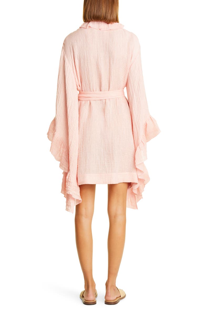 Lisa Marie Fernandez Anita Ruffle Stretch Linen Gauze Cover-Up Robe, Alternate, color, 
