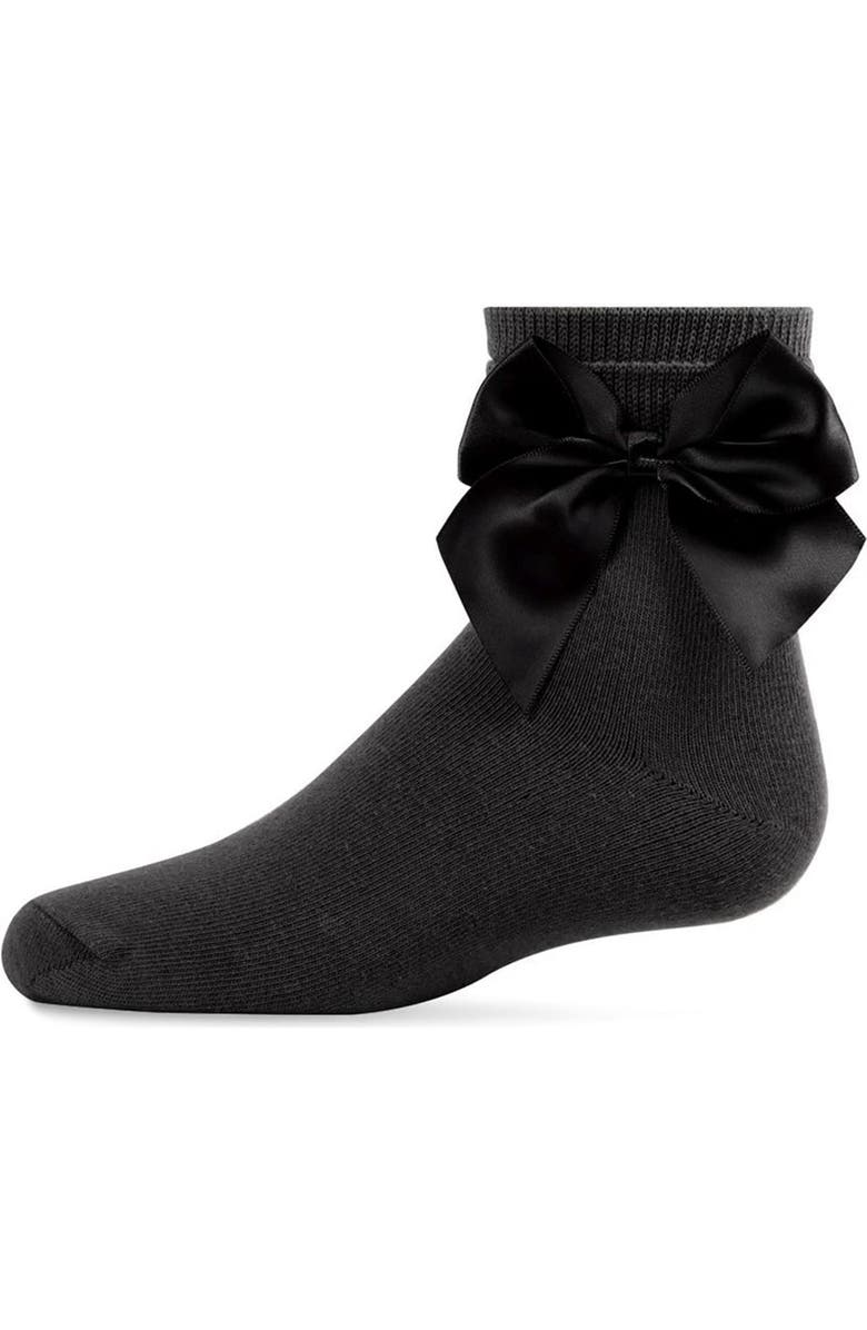 MeMoi Kid's Silky Side Bow Anklet Socks, Main, color, Black