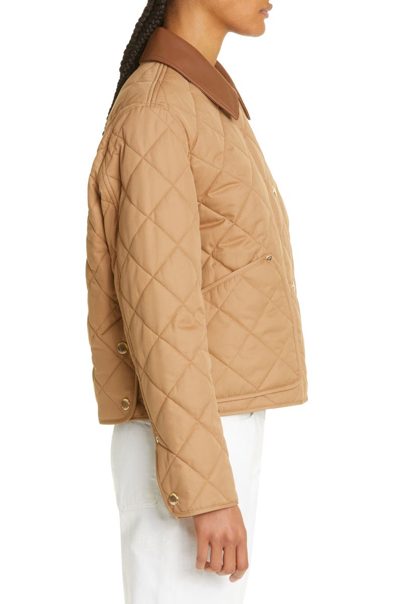 Burberry Lanford Diamond Quilted Jacket with Leather Collar, Alternate, color, 