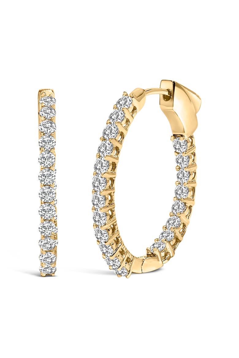 14K Gold 1.0 Cttw Oval Lab Grown Diamond Hoop Earrings, Alternate, color, Yellow