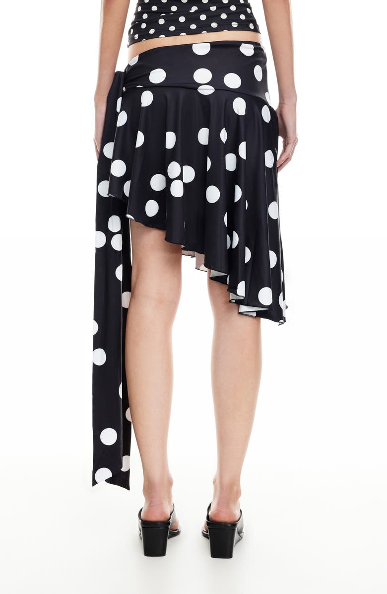 LIONESS Safari Asymmetric Midi Skirt, Alternate, color, Noir Polka