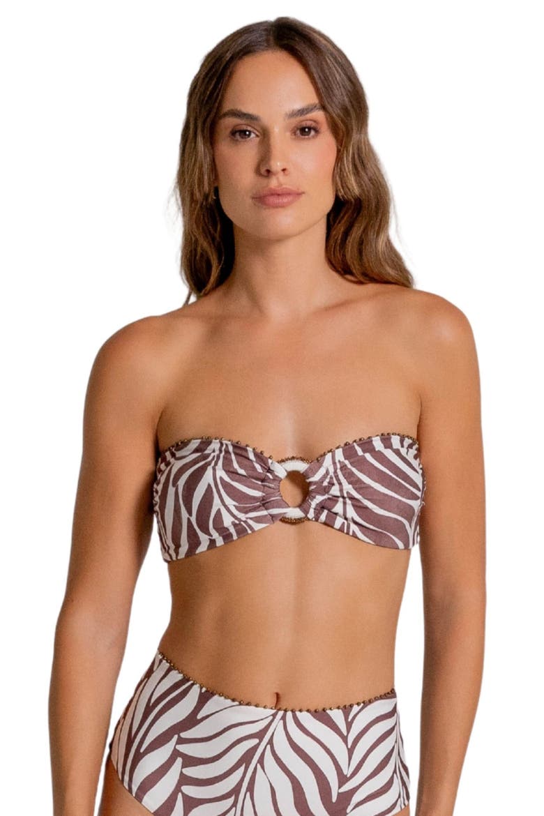 Bead Trimmed Bandeau Bikini Top, Alternate, color, VANILLA CUSTARD