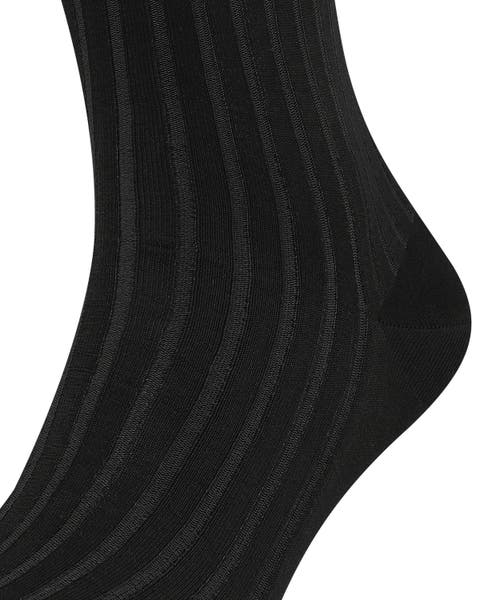 Falke Shadow Striped Dress Socks In Black