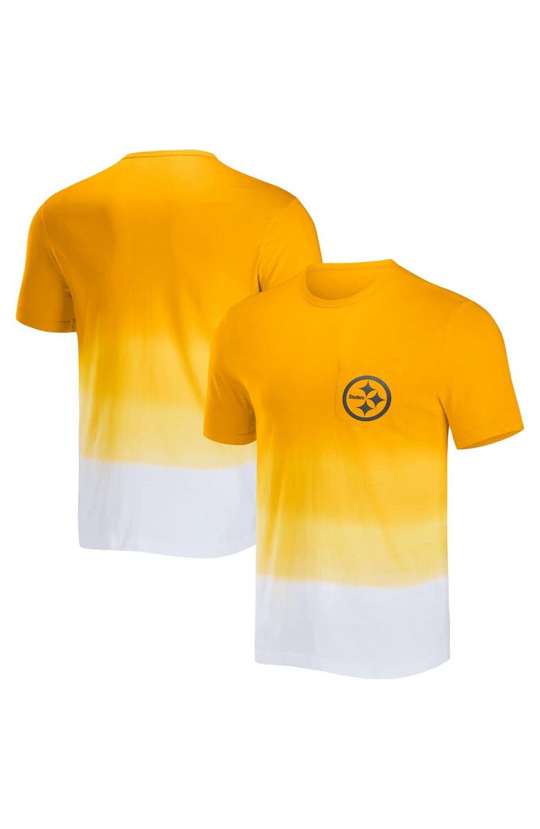 NFL X DARIUS RUCKER Men's NFL x Darius Rucker Collection by Fanatics Gold/White Pittsburgh Steelers Dip Dye Pocket T-Shirt, Main, color, 