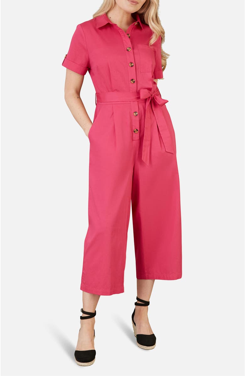 Yumi Button Up Utility Style Jumpsuit, Alternate, color, Pink