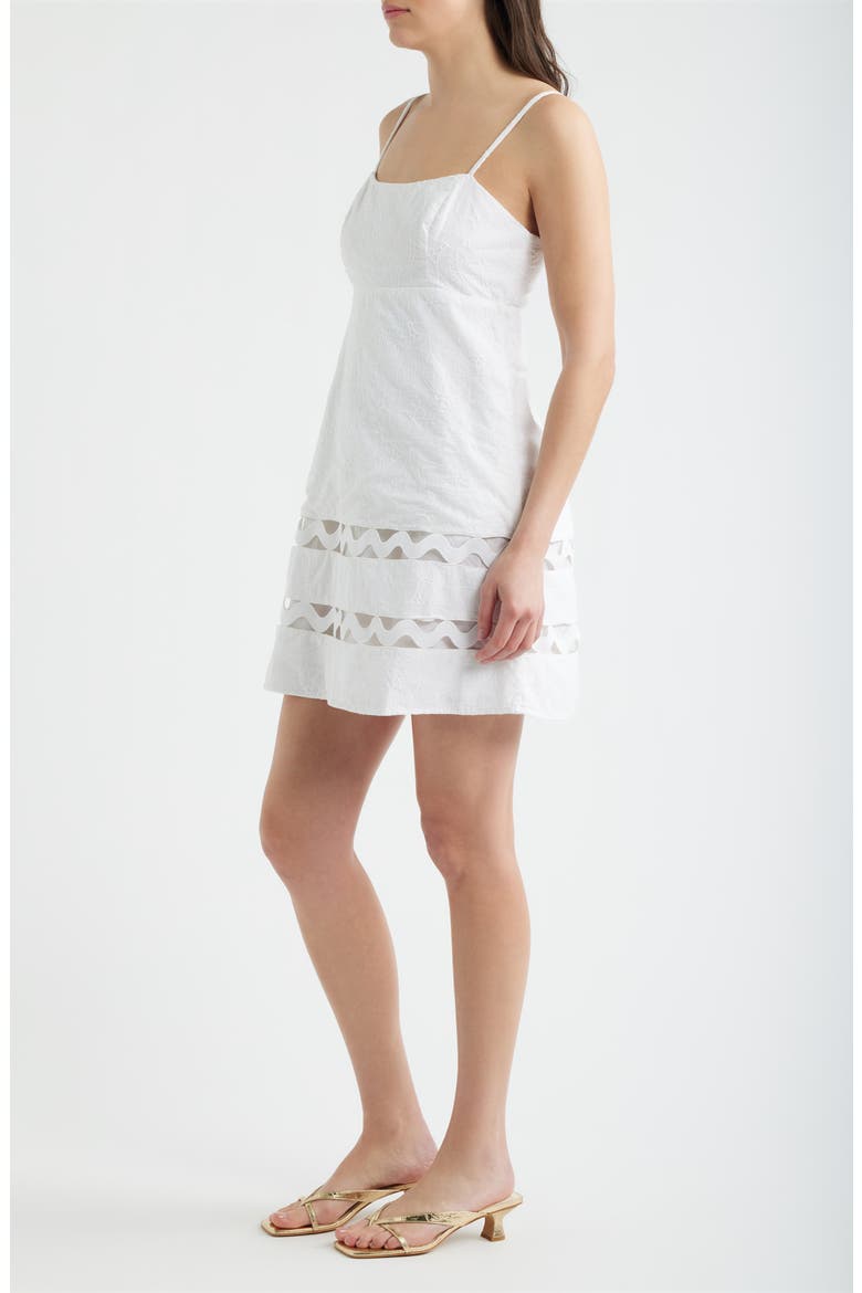 Haliey Tonal Embroidered Rickrack Inset Cotton Sundress, Alternate, color, RESORT WHITE SUN SHOWERS