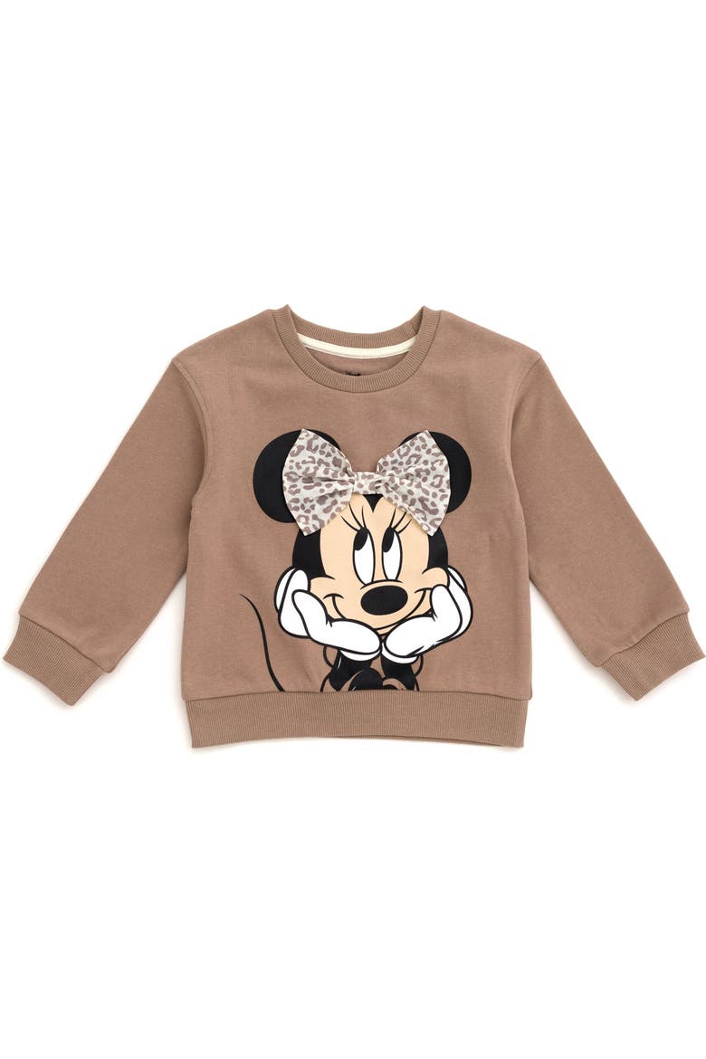 Minnie Mouse 2-Piece Fleece Sweatshirt and Pants Set, Alternate, color, Tan Leopard Minnie