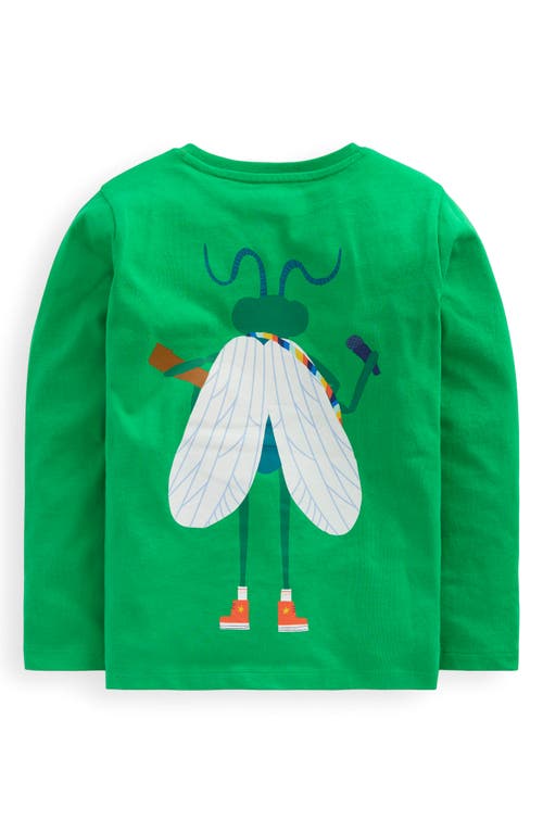Mini Boden Kids' Music Bug Long Sleeve Cotton Graphic T-shirt In Green