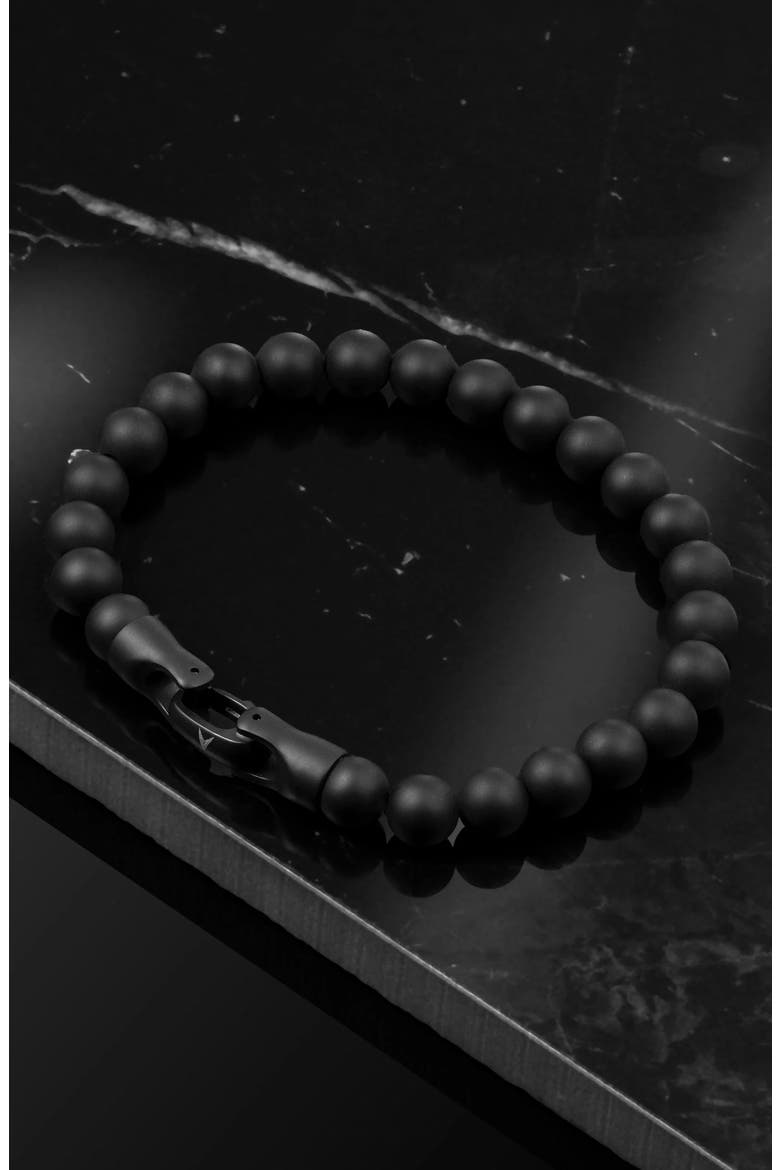 Men's Black Onyx Beaded Bracelet, Alternate, color, ONYX