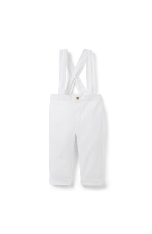 Janie And Jack The Linen-cotton Suspender Pant In White