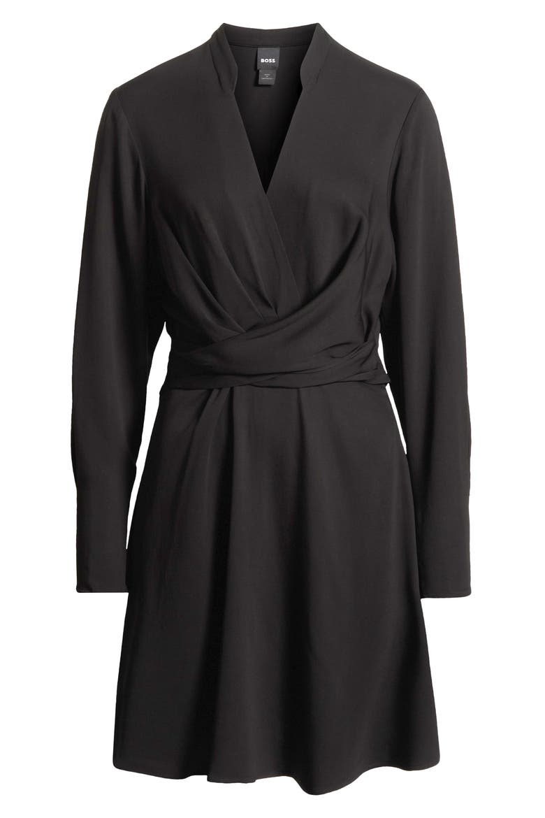 Dimkai Long Sleeve Faux Wrap Dress, Alternate, color, BLK