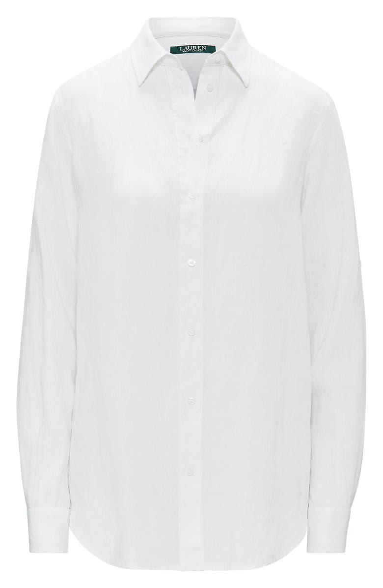 Lauren Ralph Lauren Relaxed Fit Linen Button-Up Shirt, Alternate, color, White