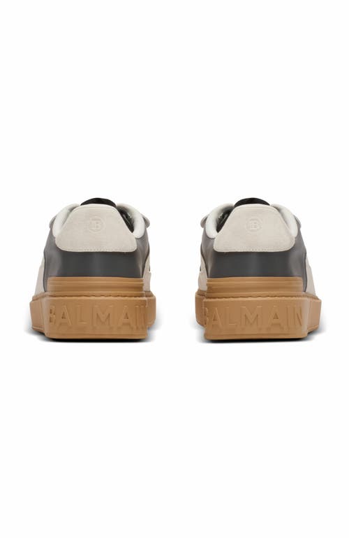 Balmain B-court Flip Leather Trainers In Gray