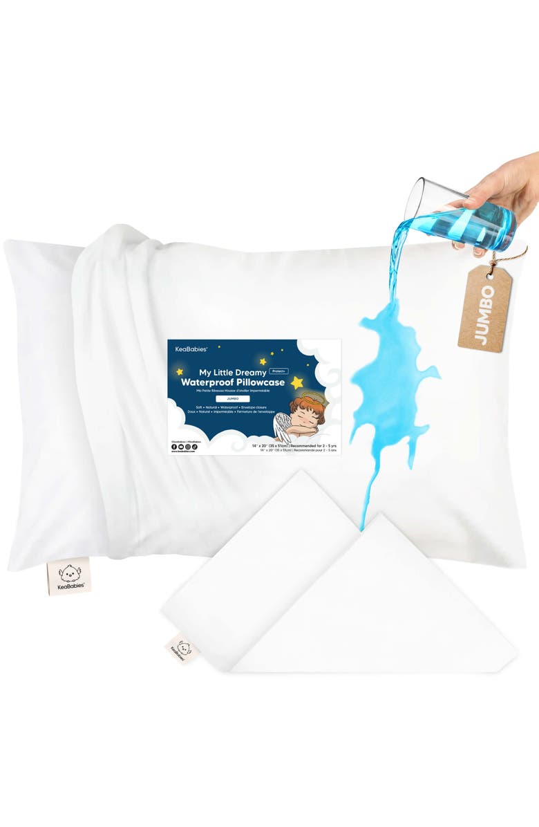 KeaBabies My Little Dreamy [Protect+] Waterproof Jumbo Pillowcase, Main, color, Soft White