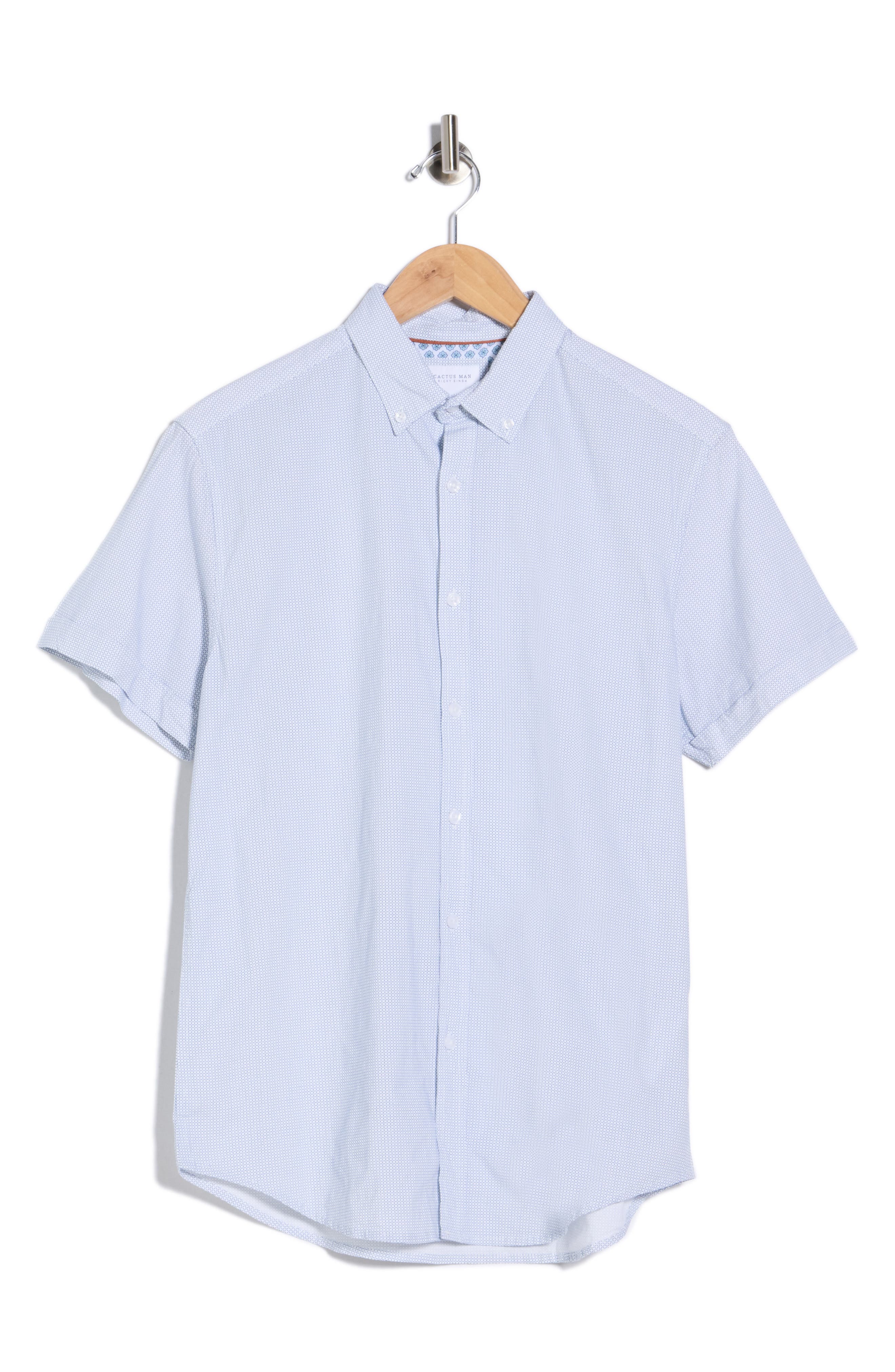 DENIM AND FLOWER Geometric Print Short Sleeve Button-Down Shirt