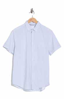 DENIM AND FLOWER Geometric Print Short Sleeve Button-Down Shirt